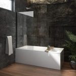 Bath Screen 90X150cm Clear Glass Black