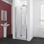 Bi-Fold 79-83X200cm Clear Glass 6mm Chrome Frame