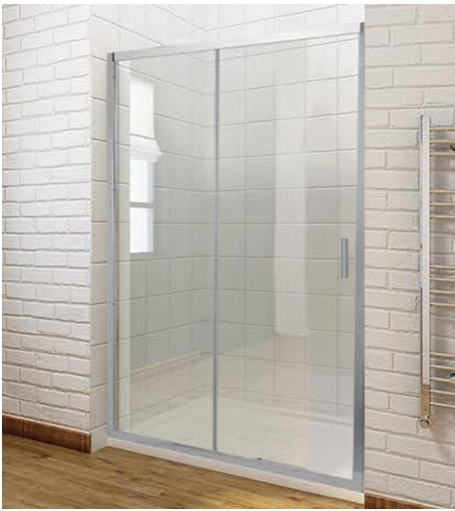 BP46P2-1C-154-158.jpg Sliding 154-158X200cm Clear Glass 6mm Chrome Clear Glass - Image 1