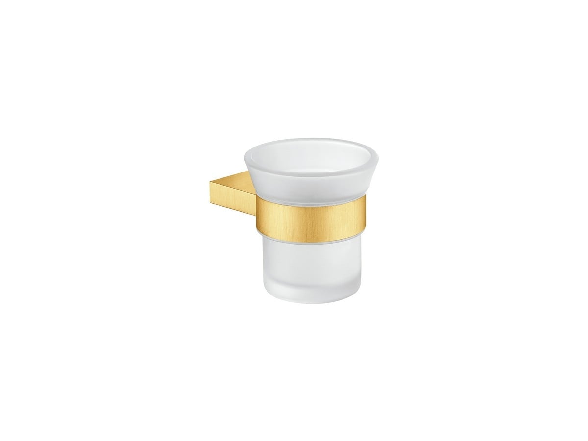 PVD-02BR-21801.jpg Academia Glass Holder wall mounted Golden Brass Brushed - Image 1
